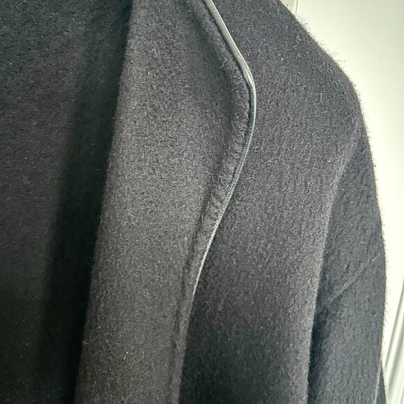 Agnona 100% Black Cashmere Leather Trim Double-Faced Jacket - Picture 5 of 6